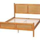 Baxton Studio Jenn Golden Brown Wood Japandi Queen Size Platform Bed with Distressed-Finished Rattan