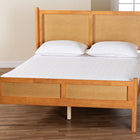 Baxton Studio Jenn Golden Brown Wood Japandi Queen Size Platform Bed with Distressed-Finished Rattan