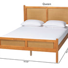 Baxton Studio Jenn Golden Brown Wood Japandi Queen Size Platform Bed with Distressed-Finished Rattan
