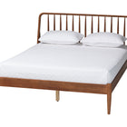 Baxton Studio Maeron Mid-Century Modern Walnut Brown Queen Platform Bed with Spindle Headboard