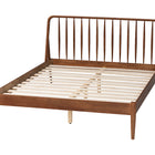Baxton Studio Maeron Mid-Century Modern Walnut Brown Queen Platform Bed with Spindle Headboard