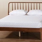 Baxton Studio Maeron Mid-Century Modern Walnut Brown Queen Platform Bed with Spindle Headboard