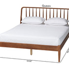 Baxton Studio Maeron Mid-Century Modern Walnut Brown Queen Platform Bed with Spindle Headboard