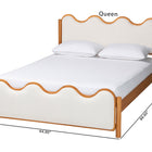 Baxton Studio Lilia Mid-Century Modern Scalloped Cream Boucle and Oak Brown Wood Queen Platform Bed
