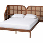 Baxton Studio Cascadia Mid-Century Modern Walnut Brown Wood King Size Wingback Platform Bed