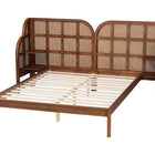 Baxton Studio Cascadia Mid-Century Modern Walnut Brown Wood Queen Size Wingback Platform Bed