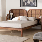Baxton Studio Cascadia Mid-Century Modern Walnut Brown Wood King Size Wingback Platform Bed