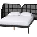 Baxton Studio Cascadia Mid-Century Modern Ebony Black Wood Queen Size Wingback Platform Bed