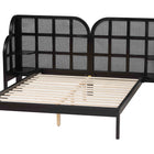 Baxton Studio Cascadia Mid-Century Modern Ebony Black Wood Queen Size Wingback Platform Bed