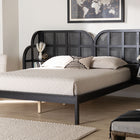 Baxton Studio Cascadia Mid-Century Modern Ebony Black Wood Queen Size Wingback Platform Bed
