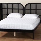Baxton Studio Cascadia Mid-Century Modern Ebony Black Wood Queen Size Wingback Platform Bed