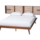 Baxton Studio Elvina Mid-Century Transitional Ash Walnut Wood King Size Platform Bed with Built-In Shelves