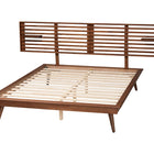 Baxton Studio Elvina Mid-Century Transitional Ash Walnut Wood Queen Size Platform Bed with Built-In Shelves