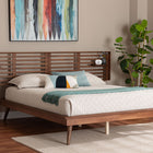 Baxton Studio Elvina Mid-Century Transitional Ash Walnut Wood Queen Size Platform Bed with Built-In Shelves