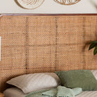 bali & pari Caspia Bohemian Natural Rattan and Mahogany Wood Queen Size Headboard