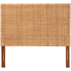 bali & pari Lesia Bohemian Natural Rattan and Mahogany Wood Queen Size Headboard