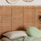 bali & pari Lesia Bohemian Natural Rattan and Mahogany Wood Queen Size Headboard
