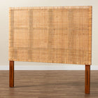 bali & pari Lesia Bohemian Natural Rattan and Mahogany Wood Queen Size Headboard