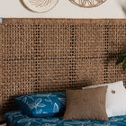 bali & pari Alise Bohemian Seagrass and Dark Brown Mahogany Wood Queen Size Headboard