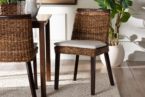 bali & pari Abbas Bohemian Seagrass and Dark Brown Wood Dining Chair