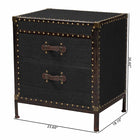 Baxton Studio Laura Vintage Black Canvas 2-Drawer End Table Trunk