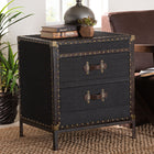 Baxton Studio Laura Vintage Black Canvas 2-Drawer End Table Trunk