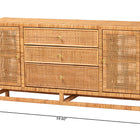 bali & pari Vivan Bohemian Honey Rattan and Mahogany Wood 3-Drawer Storage Cabinet