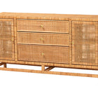 bali & pari Vivan Bohemian Honey Rattan and Mahogany Wood 3-Drawer Storage Cabinet