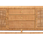 bali & pari Vivan Bohemian Honey Rattan and Mahogany Wood 3-Drawer Storage Cabinet