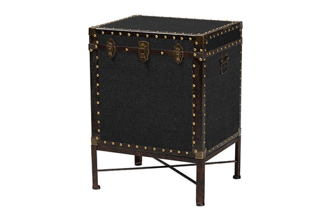 Baxton Studio Laura Vintage Black Canvas Lift-Top Trunk End Table