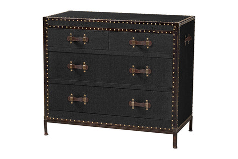 Baxton Studio Benton Vintage Black Canvas 4-Drawer Storage Cabinet
