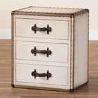Baxton Studio Mallison Vintage White Canvas 3-Drawer End Table