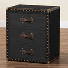 Baxton Studio Mallison Vintage Black Canvas 3-Drawer End Table