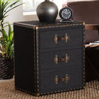 Baxton Studio Mallison Vintage Black Canvas 3-Drawer End Table
