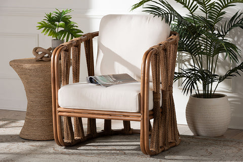 bali & pari Westham Bohemian Natural Rattan and Seagrass Arm Chair