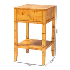 bali & pari Ghina Modern and Contemporary Natural Light Mappa Real Burl Wood 1-Drawer Nightstand