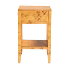 bali & pari Ghina Modern and Contemporary Natural Light Mappa Real Burl Wood 1-Drawer Nightstand