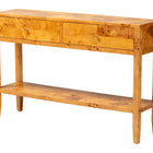 bali & pari Ghina Modern and Contemporary Natural Light Mappa Real Burl Wood 2-Drawer Console Table