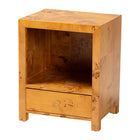 bali & pari Camira Modern and Contemporary Natural Light Mappa Real Burl Wood 1-Drawer Nightstand