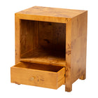 bali & pari Camira Modern and Contemporary Natural Light Mappa Real Burl Wood 1-Drawer Nightstand