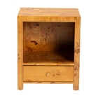 bali & pari Camira Modern and Contemporary Natural Light Mappa Real Burl Wood 1-Drawer Nightstand