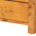bali & pari Camira Modern and Contemporary Natural Light Mappa Real Burl Wood 1-Drawer Nightstand