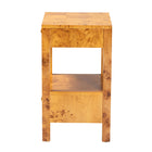 bali & pari Azmi Modern and Contemporary Natural Light Mappa Real Burl Wood 2-Drawer Nightstand