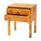 bali & pari Kayla Modern and Contemporary Natural Light Mappa Real Burl Wood 2-Drawer Nightstand