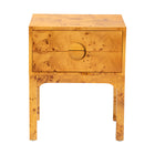 bali & pari Kayla Modern and Contemporary Natural Light Mappa Real Burl Wood 2-Drawer Nightstand