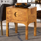bali & pari Kayla Modern and Contemporary Natural Light Mappa Real Burl Wood 2-Drawer Nightstand