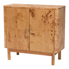 bali & pari Latika Modern and Contemporary Natural Mappa Real Burl Wood Storage Cabinet