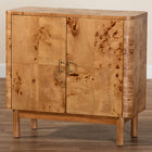 bali & pari Latika Modern and Contemporary Natural Mappa Real Burl Wood Storage Cabinet