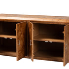 bali & pari Valora Modern and Contemporary Natural Mappa Real Burl Wood 4-Door Sideboard Buffet