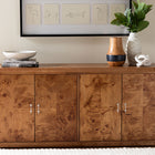 bali & pari Valora Modern and Contemporary Natural Mappa Real Burl Wood 4-Door Sideboard Buffet